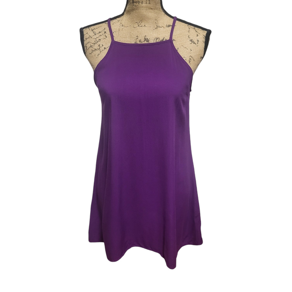 L. A. Hearts purple tank top with back button closure, size small
